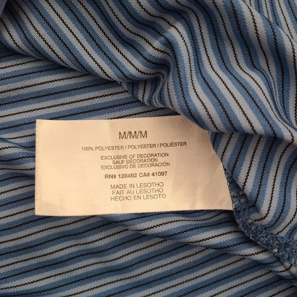Greg Norman ML75 play dry men's blue striped short sleeve collared golf shirt M - Picture 8 of 9